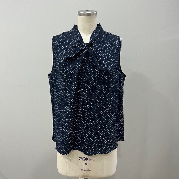 LOFT Tops - LOFT NWT Sleeveless Blouse Dark Blue Polka Dots Size M